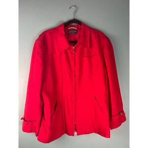 Vintage The French Shoppe Red Linen Jacket Zip Front Made in Russia. L/XL